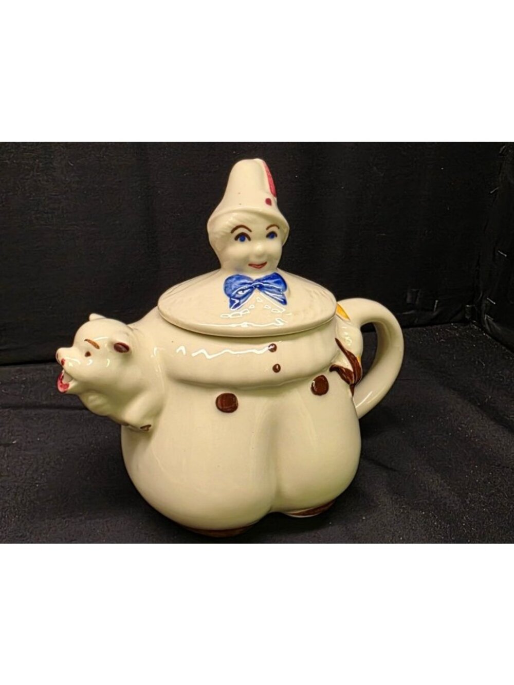 Vintage 1940s Shawnee Pottery "Tom the Piper's Son" Figural Teapot Pig Spout USA